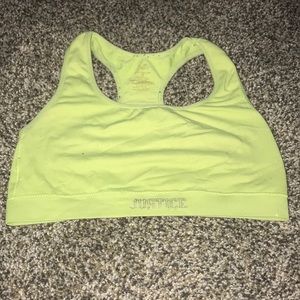 Neon yellow sports bra